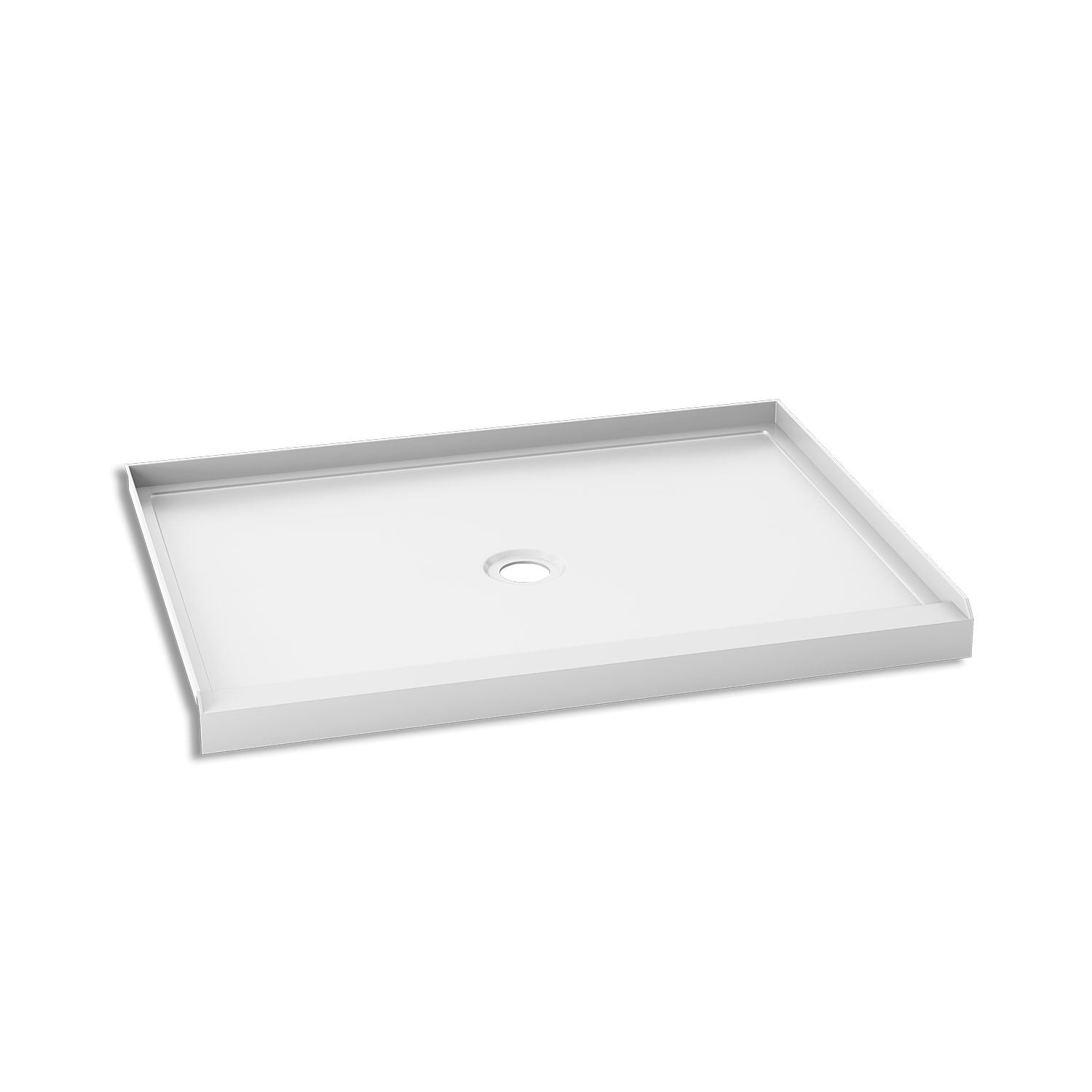 KONCEPT™ 48x36 Base de Douche Rectangulaire en Acrylique 48x36 avec Drain Central et Bride de Carrelage Intégrée sur 3 Murs