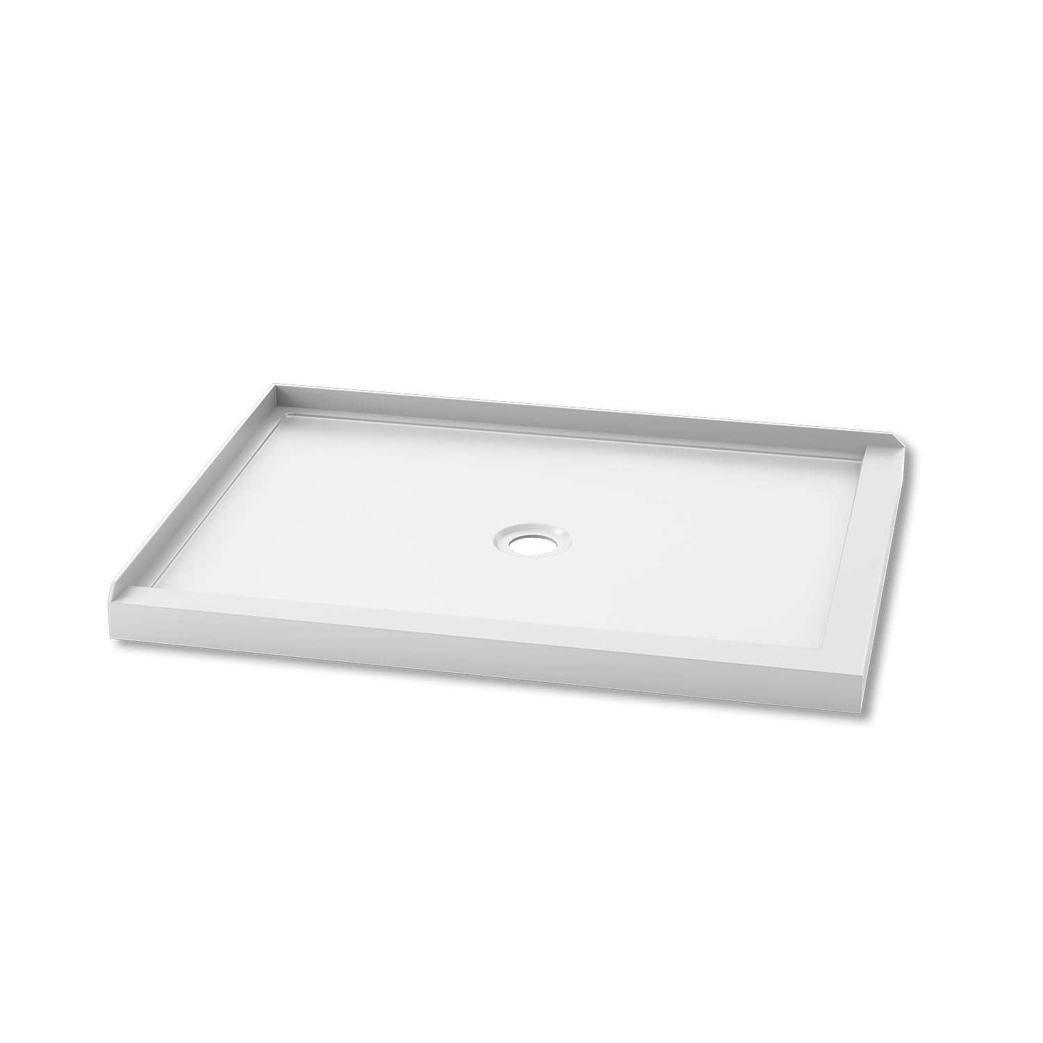 KONCEPT™ 48x36 Base de Douche Rectangulaire en Acrylique 48x36 avec Drain Central et Bride de Carrelage Intégrée sur 2 Murs à Gauche
