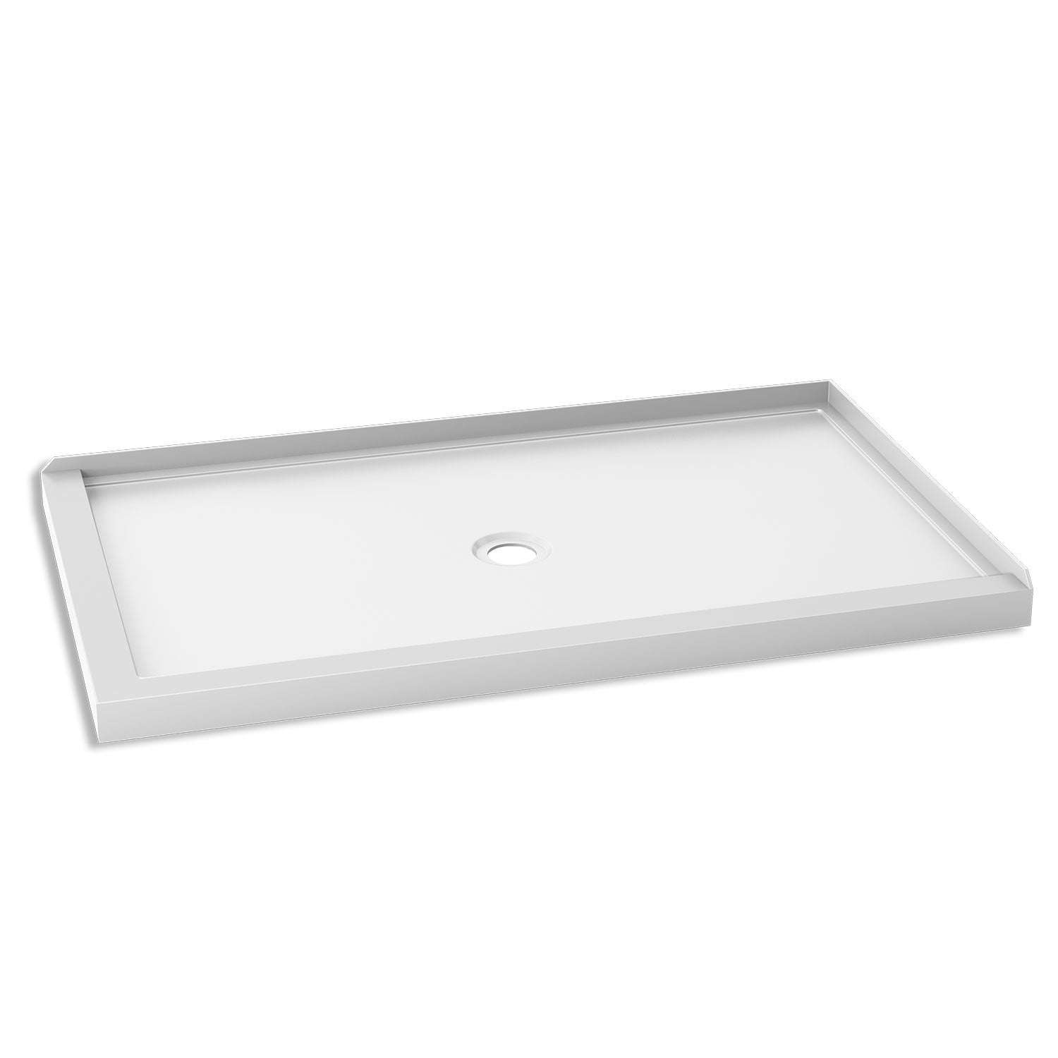 KONCEPT™ 60x36 Base de Douche Rectangulaire en Acrylique 60x36 avec Drain Central et Bride de Carrelage Intégrée sur 2 Murs à Droite