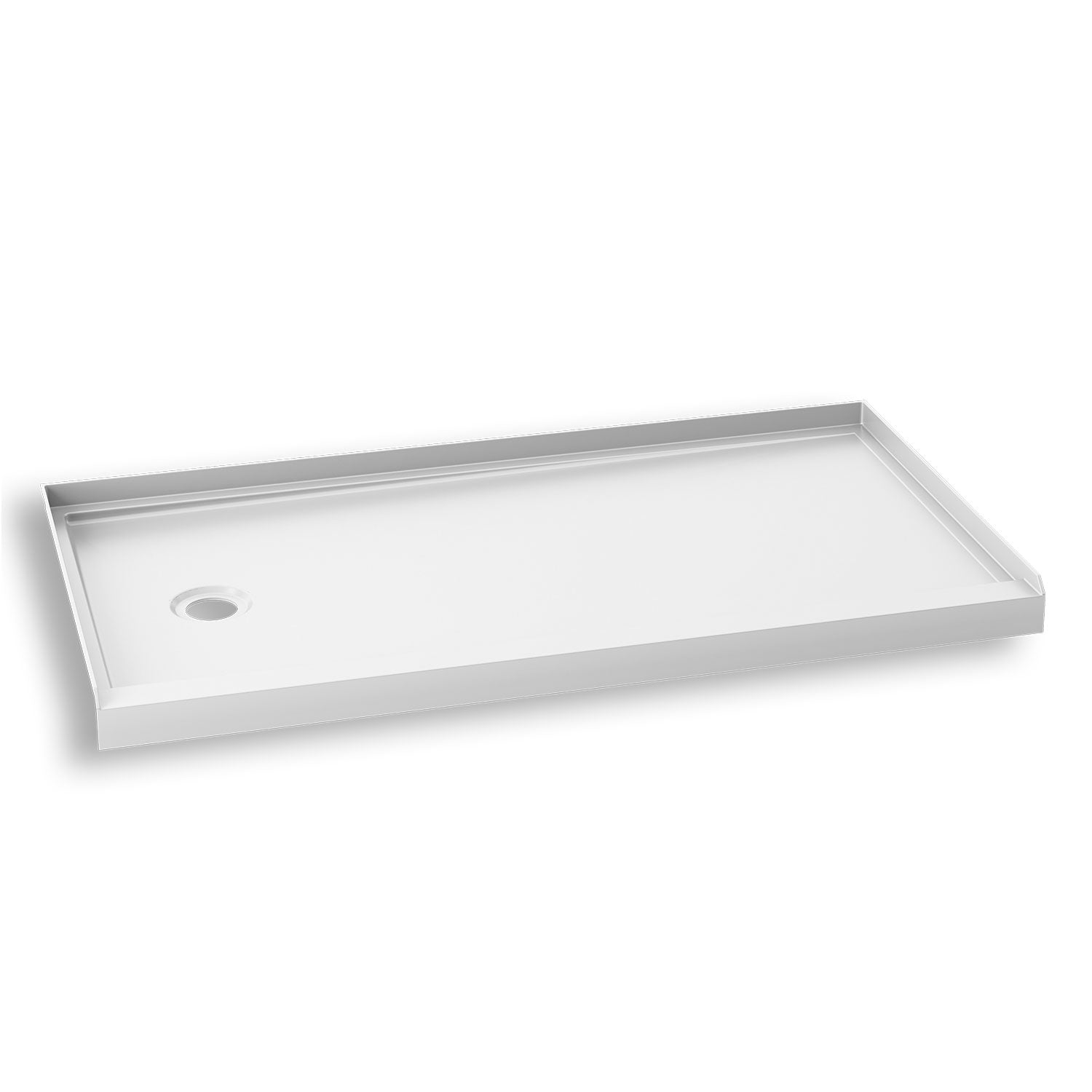 KONCEPT™ 60x32 Base de Douche Rectangulaire en Acrylique 60x32 avec Drain à Gauche et Bride de Carrelage Intégrée sur 3 Murs