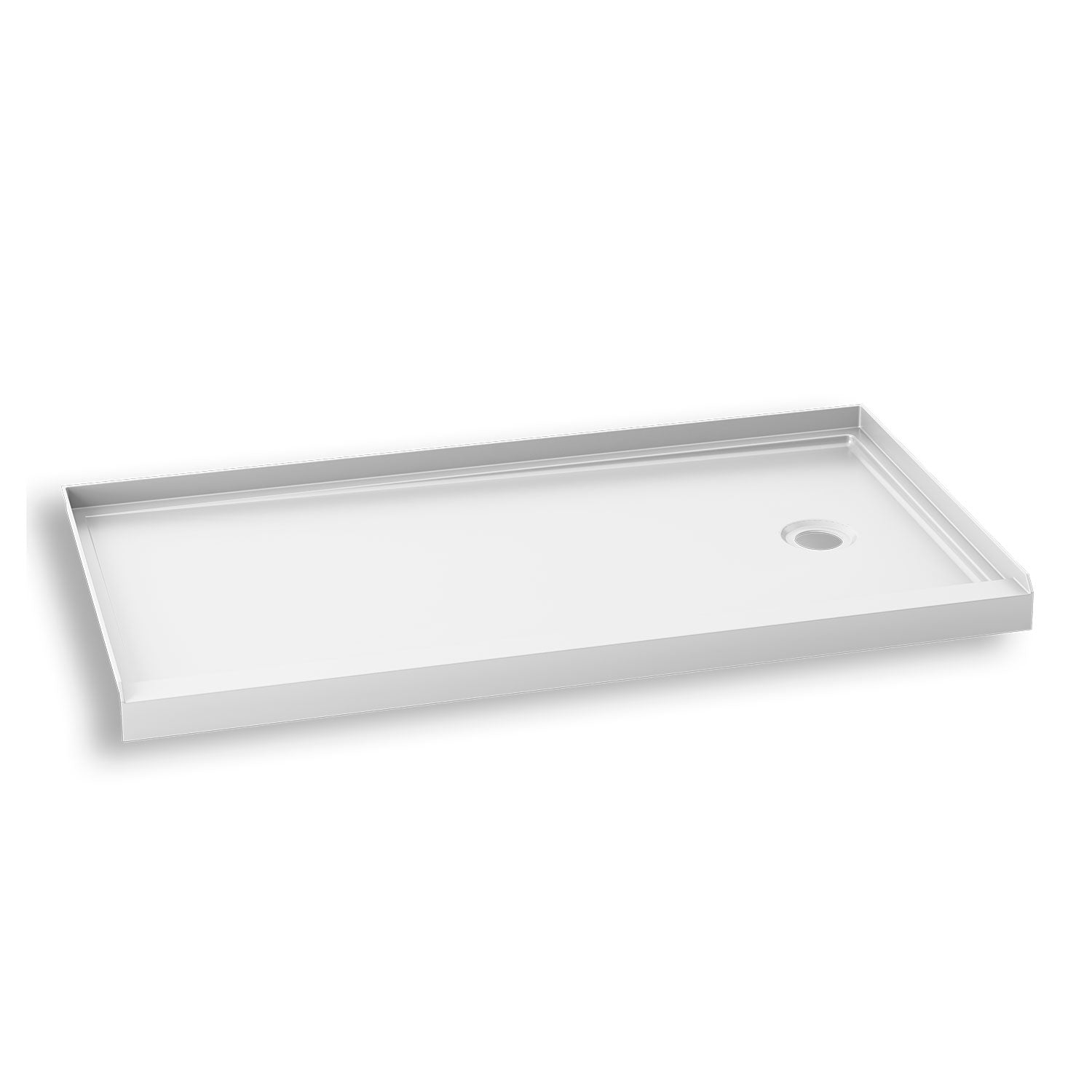 KONCEPT™ 60x30 Base de Douche Rectangulaire en Acrylique 60x30 avec Drain à Droite et Bride de Carrelage Intégrée sur 3 Murs
