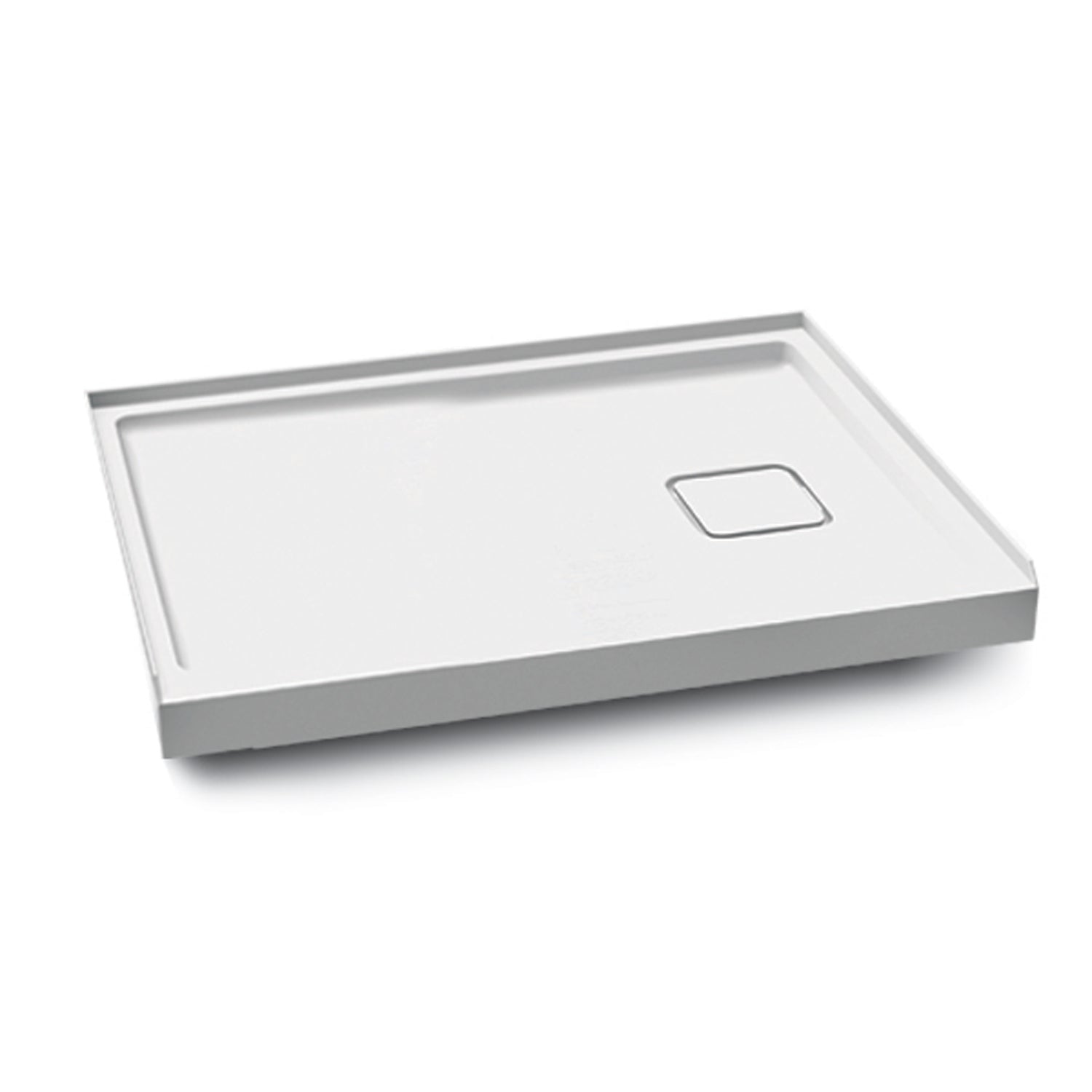 KOVER™ 48x32 Base de Douche Rectangulaire en Acrylique 48x32 avec Drain à Droite et Bride de Carrelage Intégrée sur 3 Murs