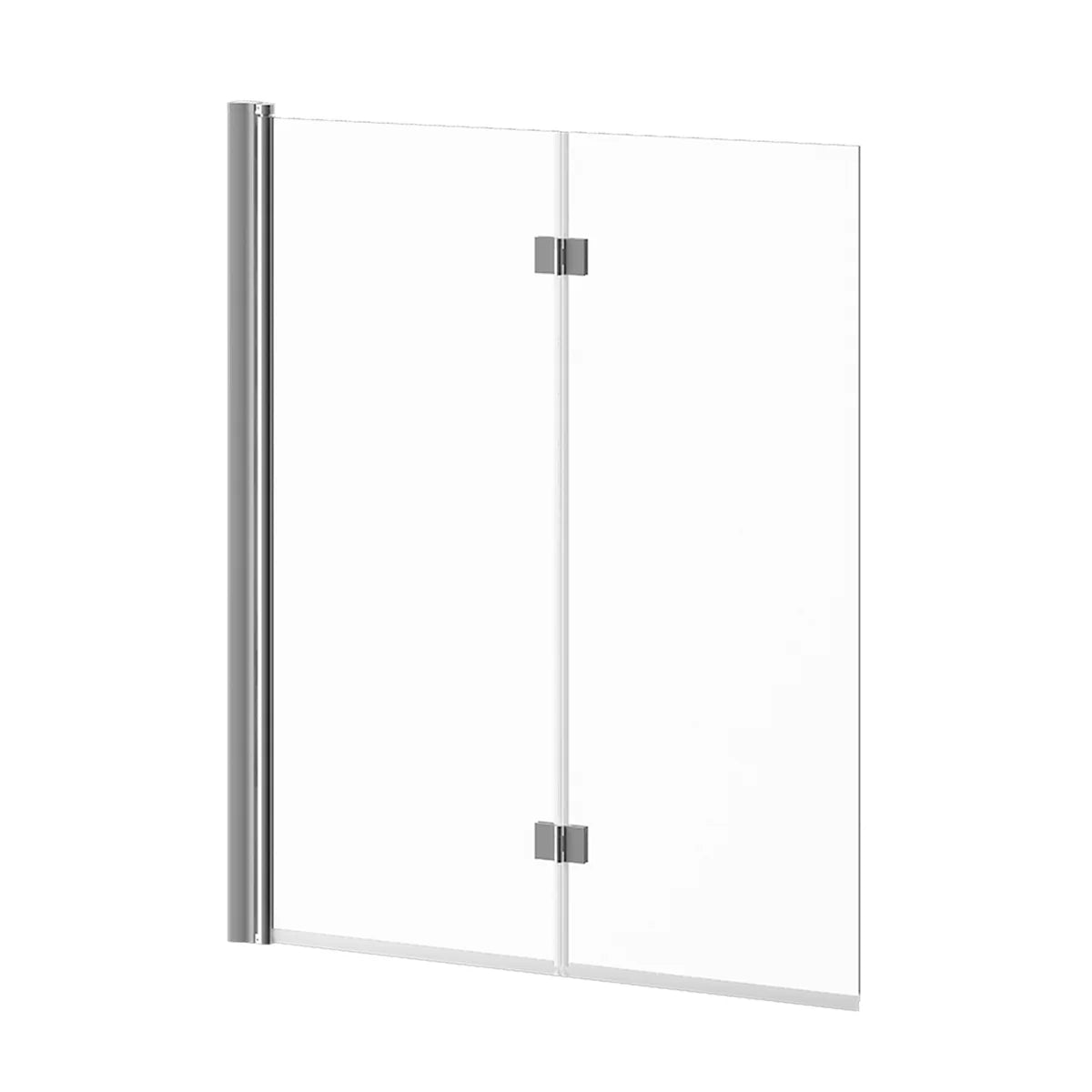 FLIP™ 90° Écran de Baignoire à Pivot Sans Cadre 2 Panneaux 46'' x 56'' Noir Mat Verre Clair