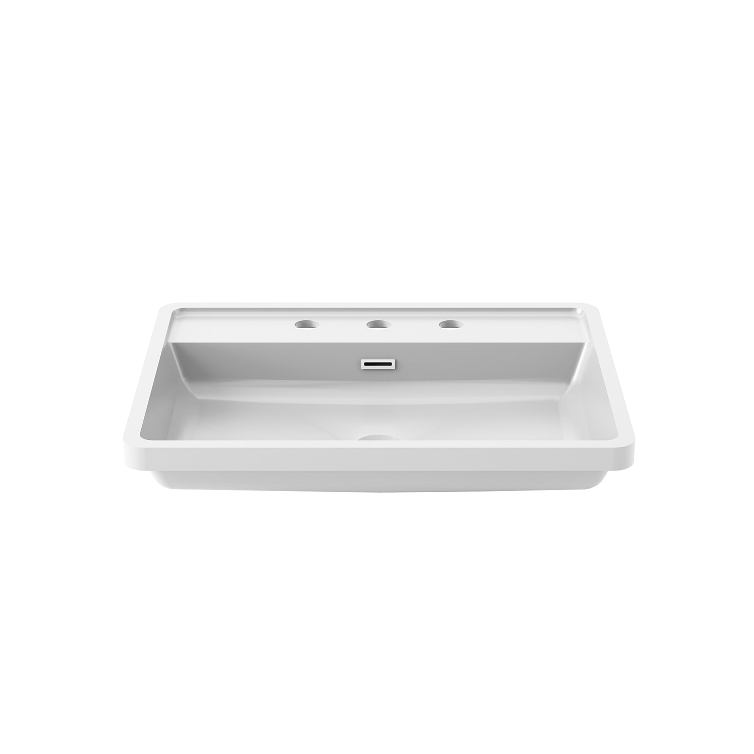 EKLA Lavabo Blanc en Castylat (3 Trous pour Robinet 8 po c.c.)