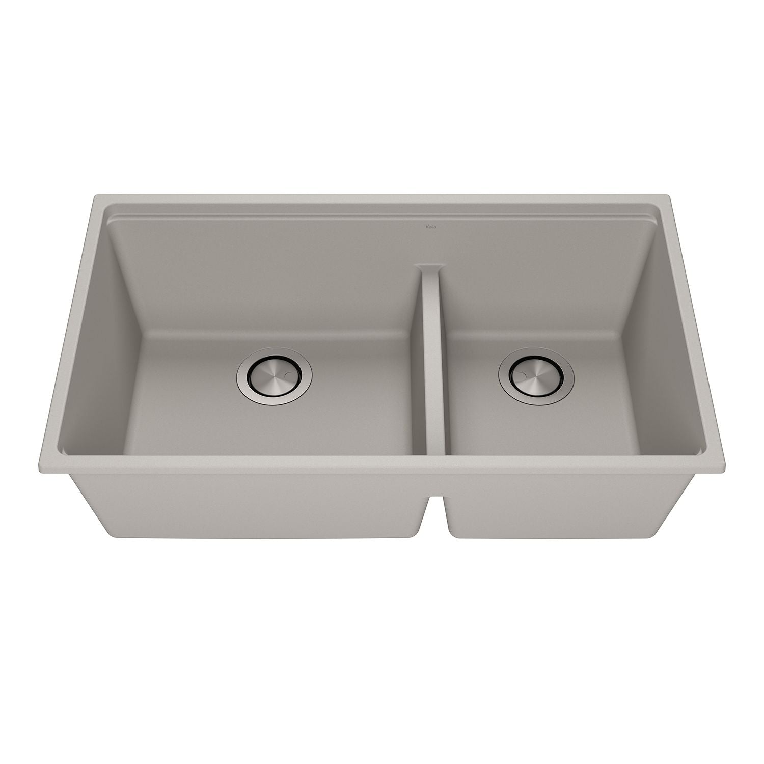 BACIA 33 Évier de Cuisine Granistone 33'' Cuve Double 70/30 avec Drain Inox et Tapis en Silicone pour Installation Sous-Plan Noir Onyx