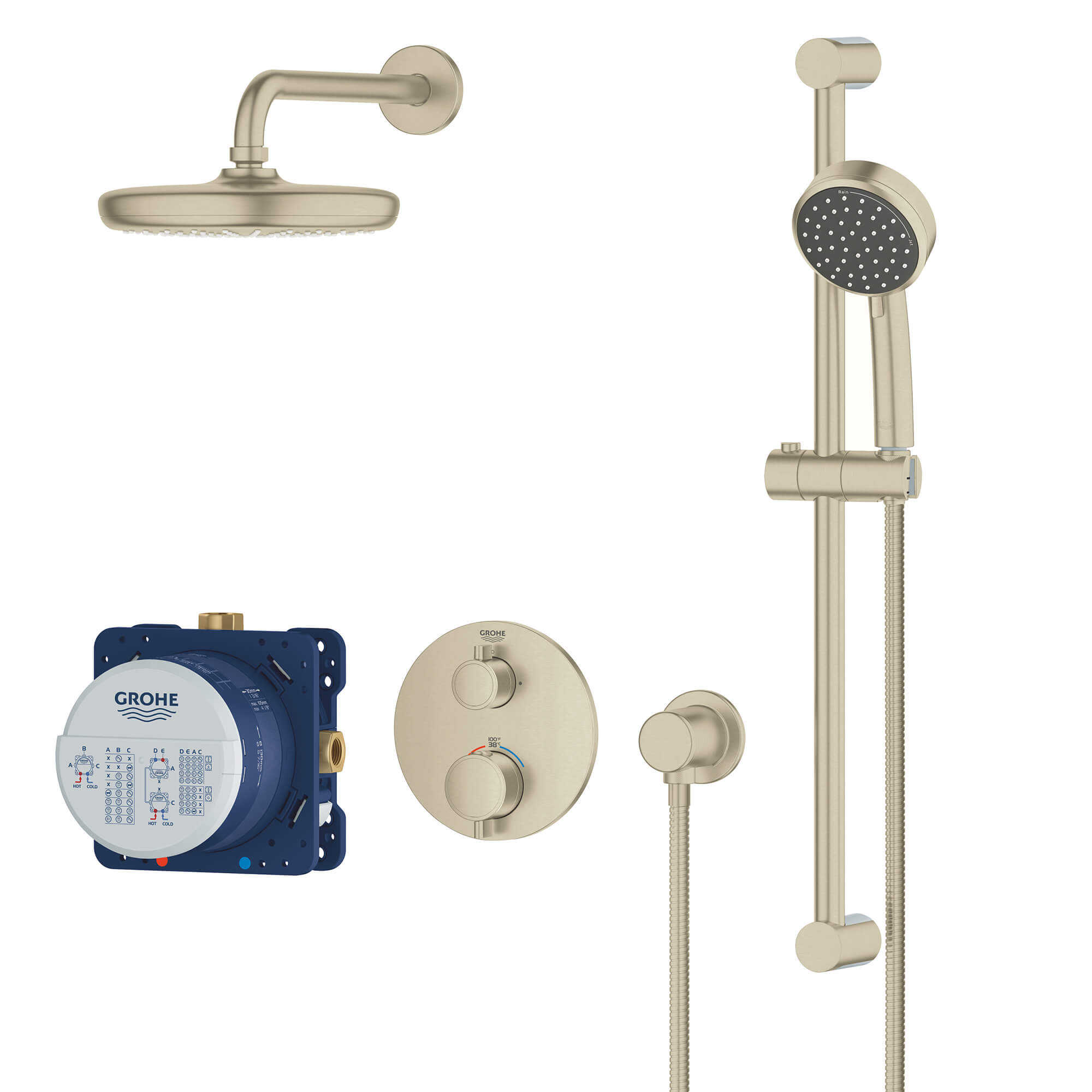 Ensemble de douche thermostatique à deux fonctions GrohTherm Round