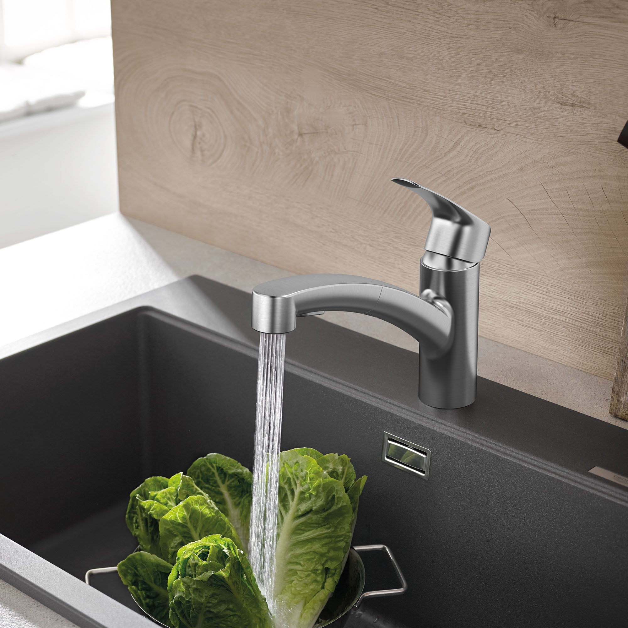 Single Handle Dual Sprayer Pull-Down Kitchen Faucet