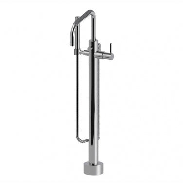 Floor-mounted bath faucet with hand shower
