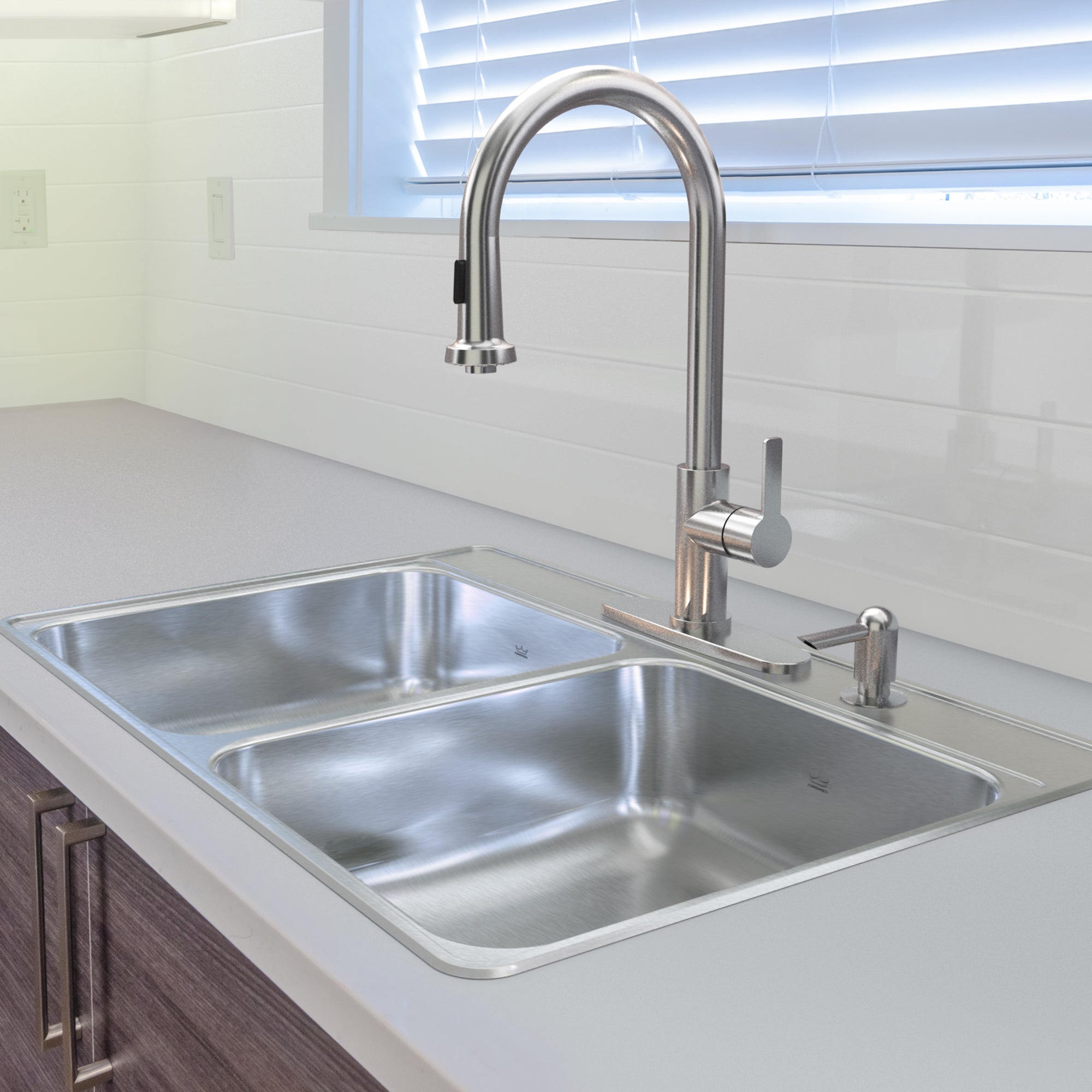 Évier en inox 2 cuvettes Kindred