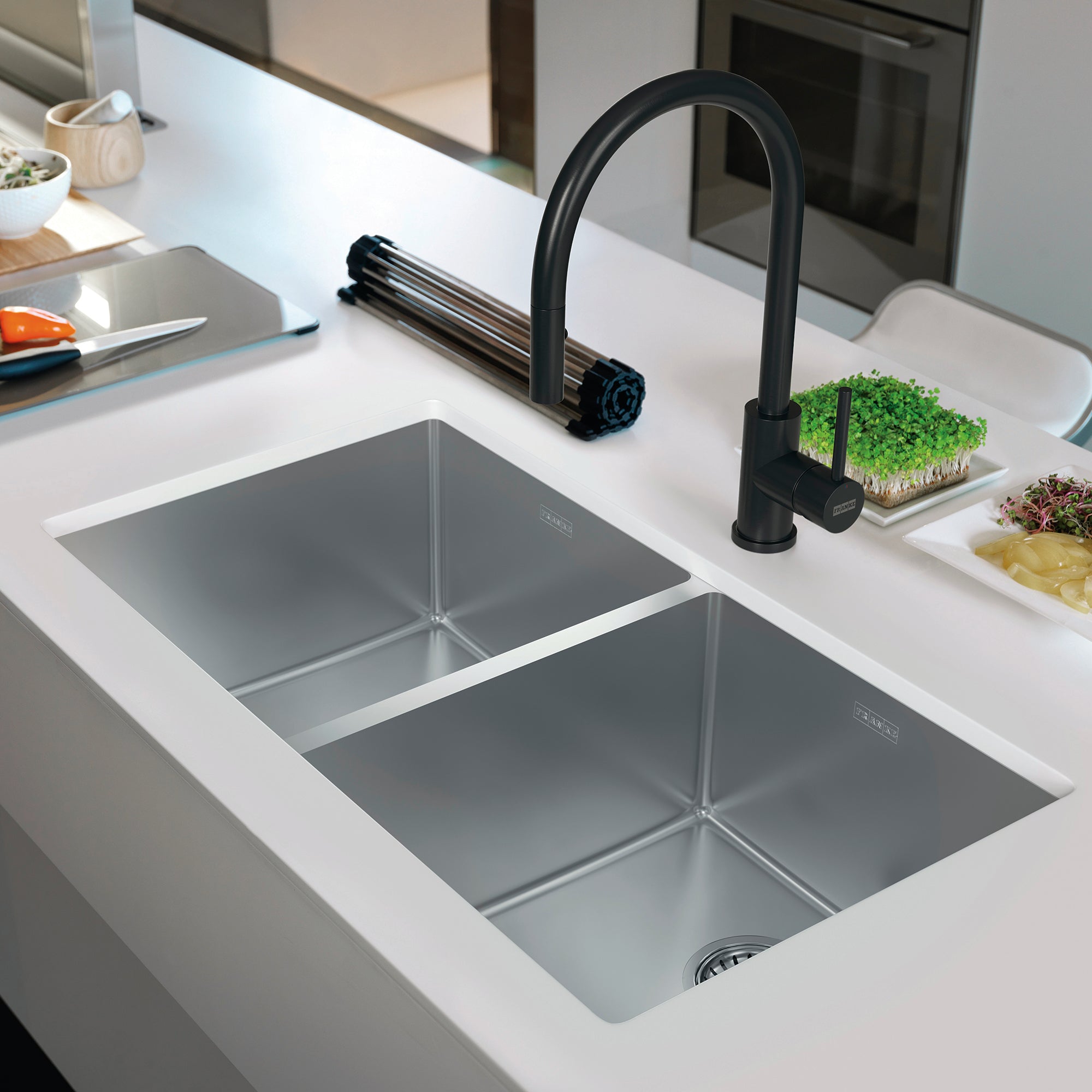 Franke Cube 31.5 in. x 17.7 in. 18 Gauge Stainless Steel Undermount Double Bow Bowl Kitchen Sink - Cux120-CA