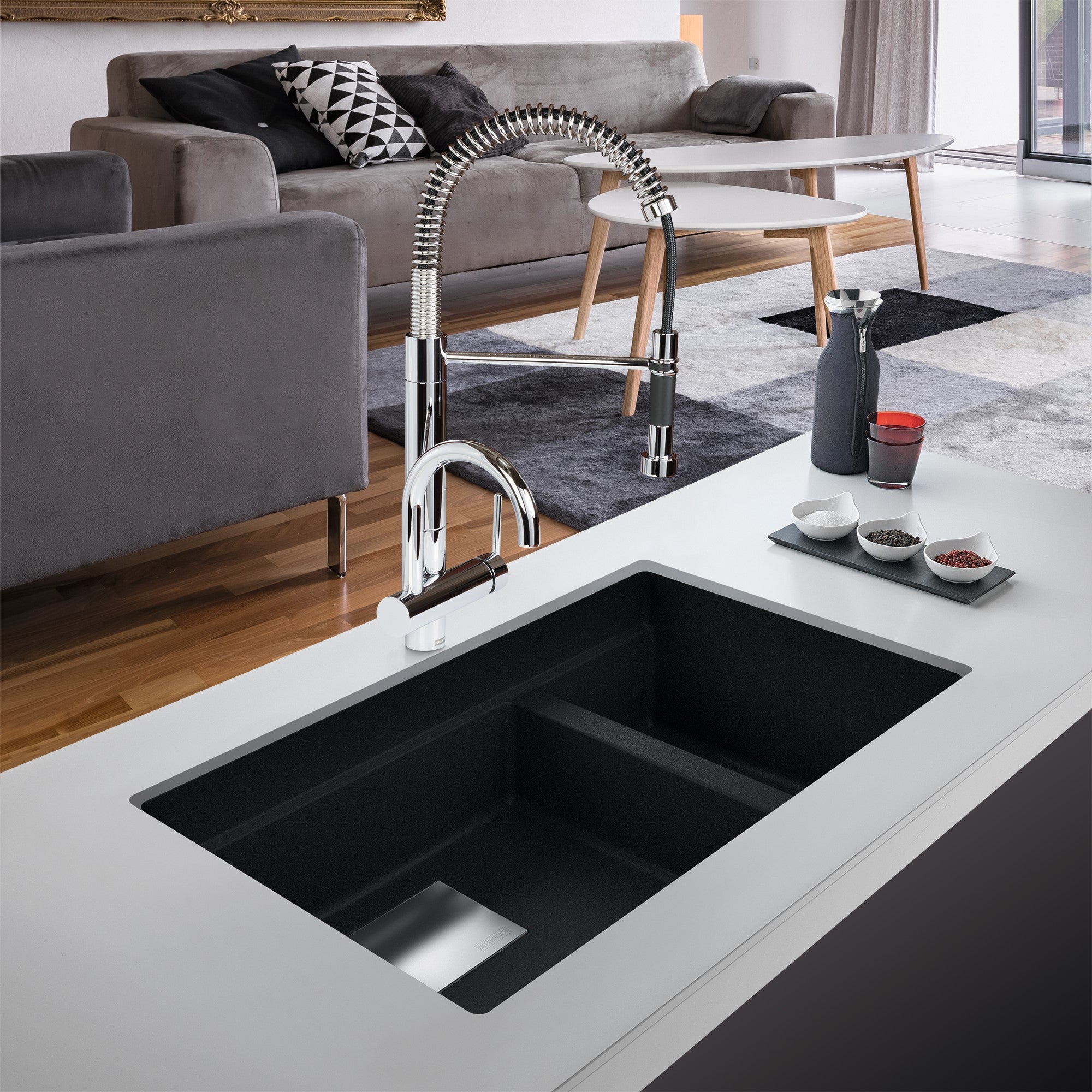 Franke Peak 32.0 in. x 18.8 in. Double Bowl Stone Kitchen Sink - PKG160LD-SHG-S