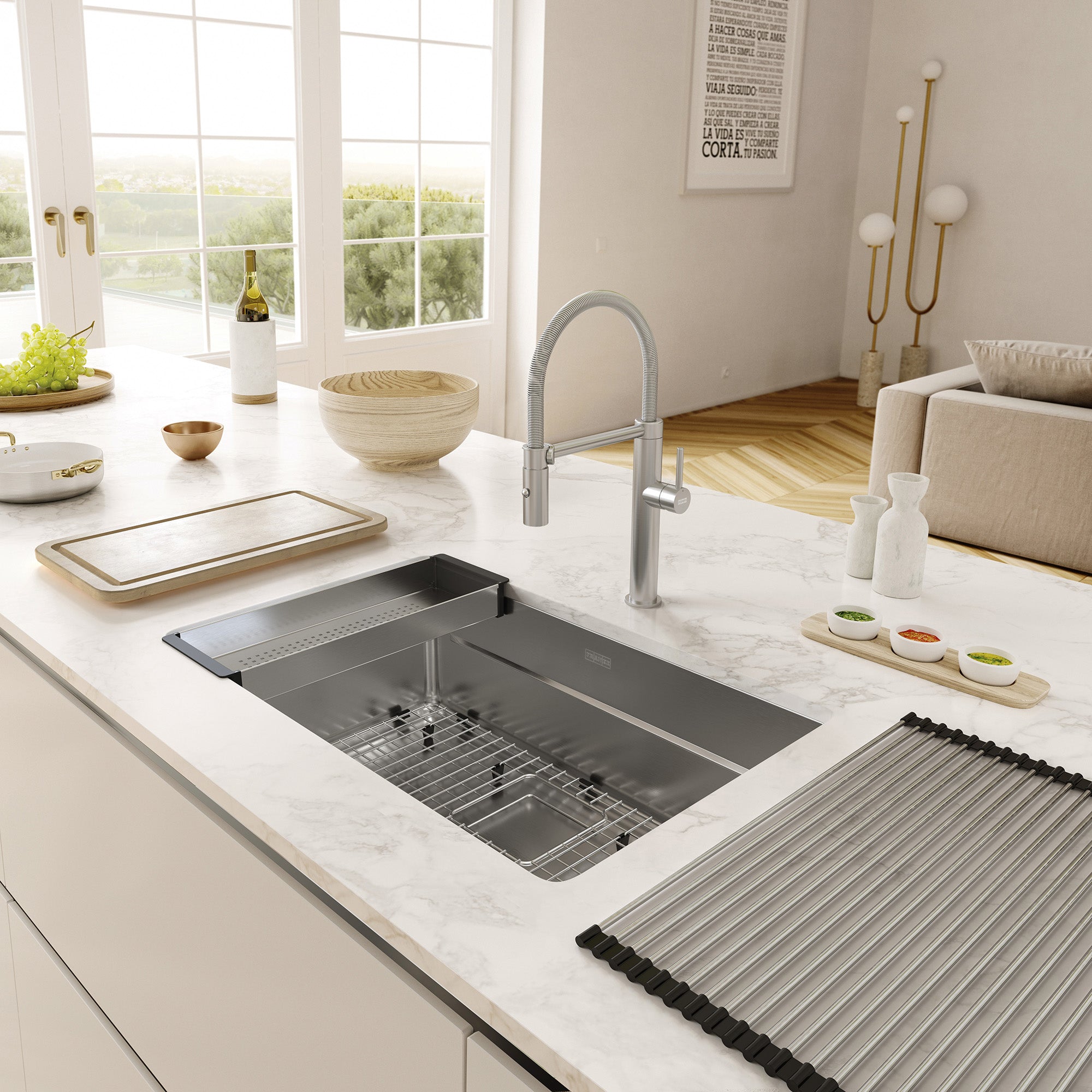 Franke Pescara 29.5 in. x 18.5 in. 18 Gauge Stainless Steel Undermount Single Bowl Kitchen Sink - PTX110-28-CA