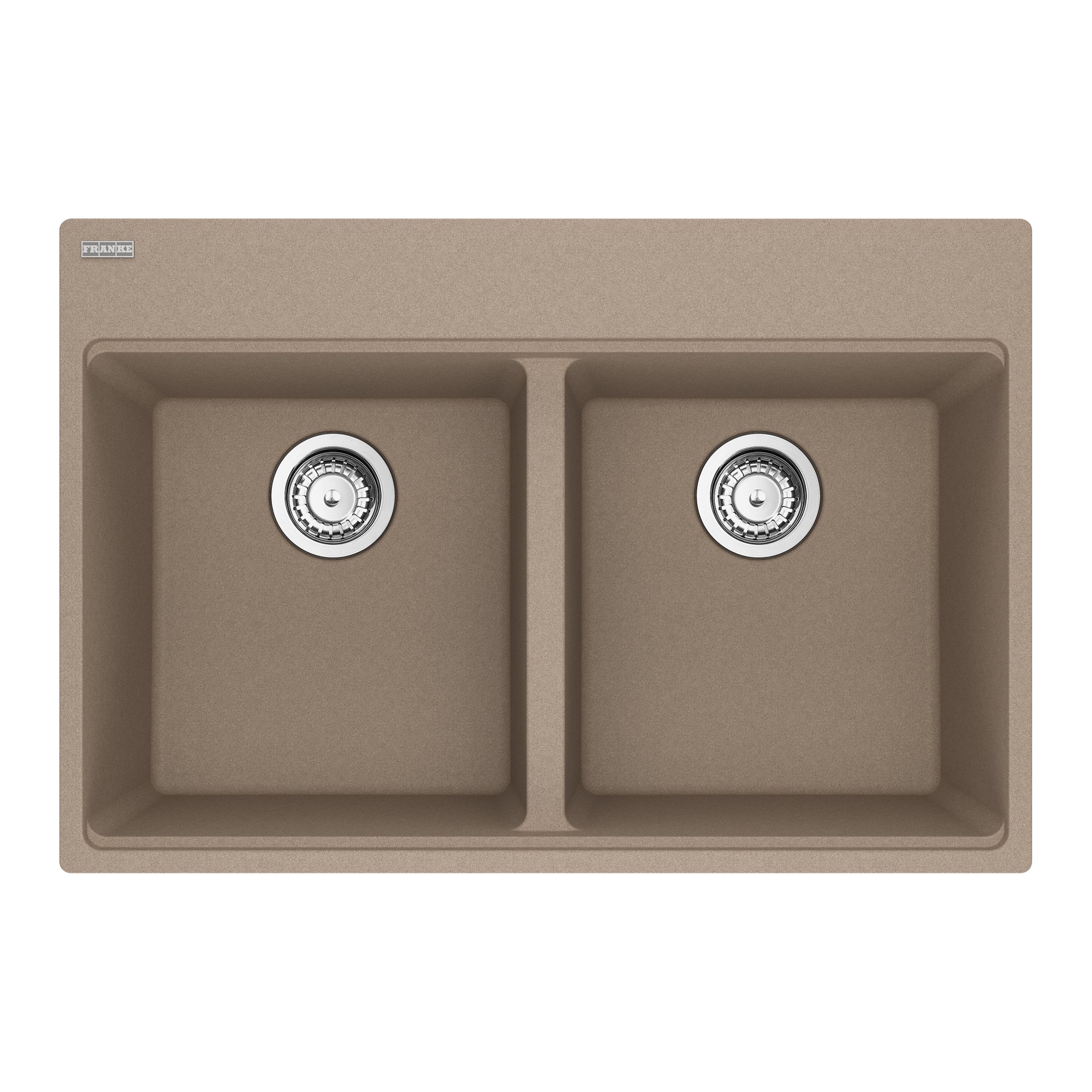 Franke Maris Topmount 33 pouces x 22 pouces Granite Double Bowl Kitchen Sink in Stone Grey