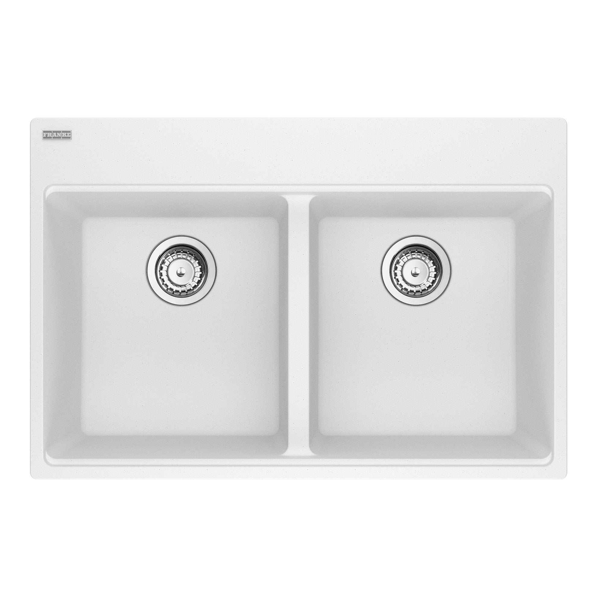 Franke Maris Topmount 33 pouces x 22 pouces Granite Double Bowl Kitchen Sink in Stone Grey
