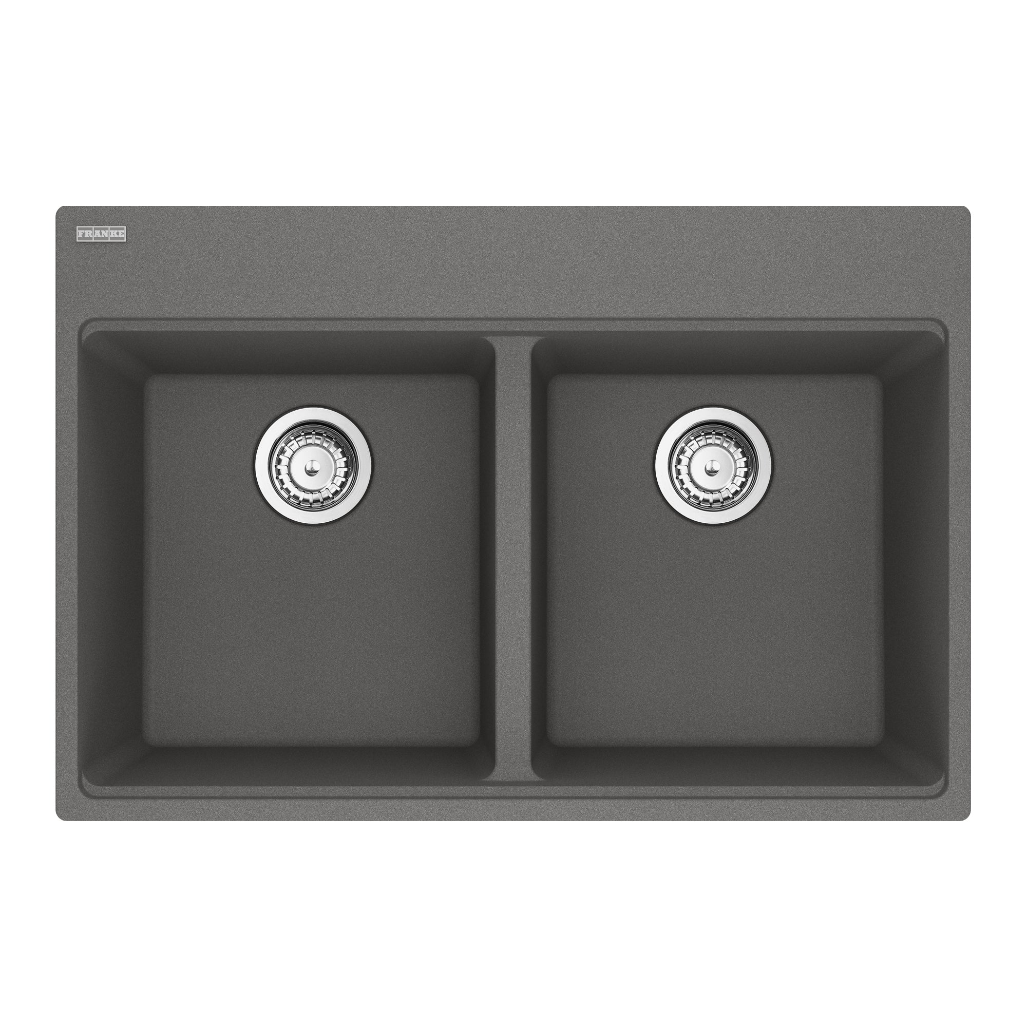 Franke Maris Topmount 33 pouces x 22 pouces Granite Double Bowl Kitchen Sink in Stone Grey