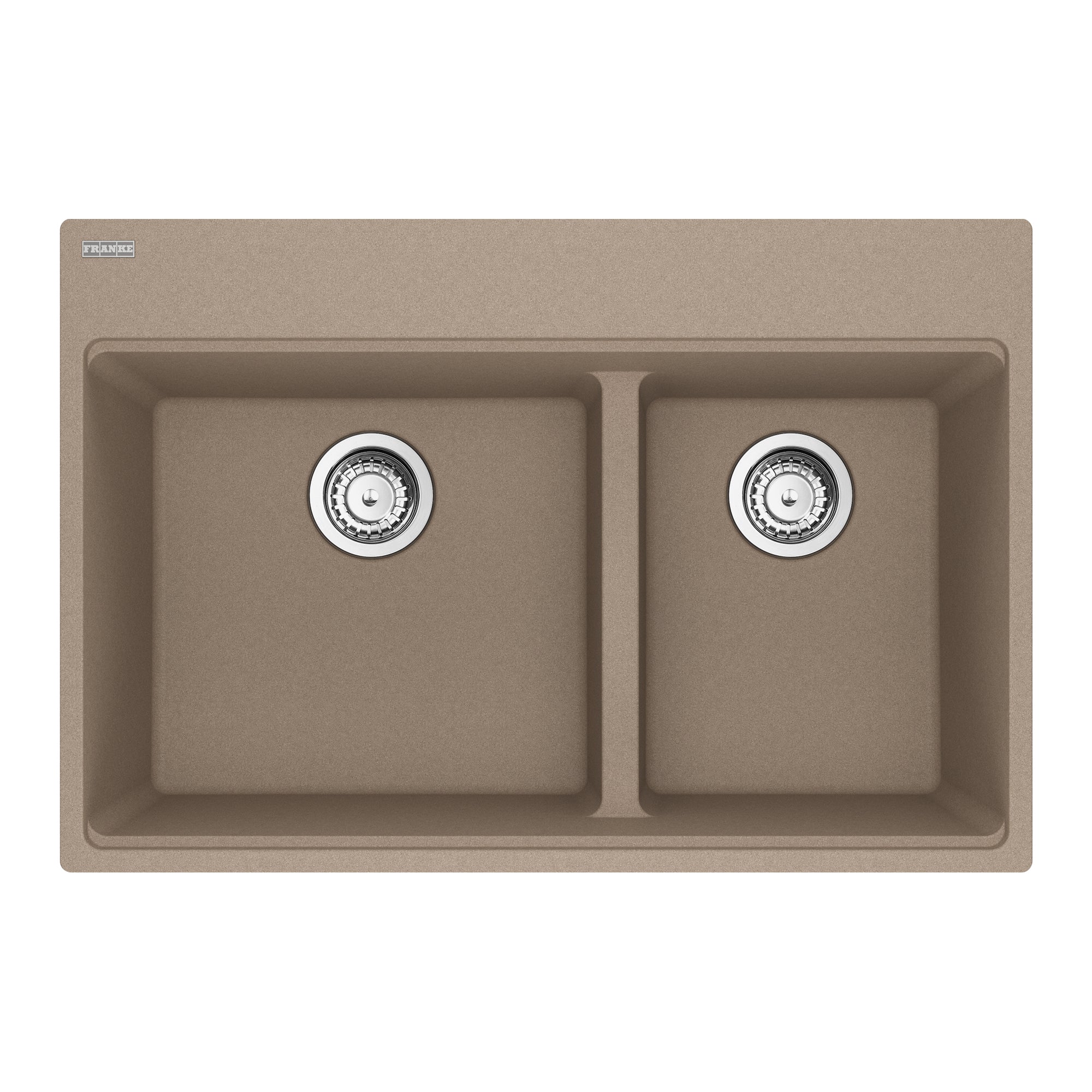 Franke Maris Topmount 33 pouces x 22 pouces Granite Double Bowl Kitchen Sink in Stone Grey