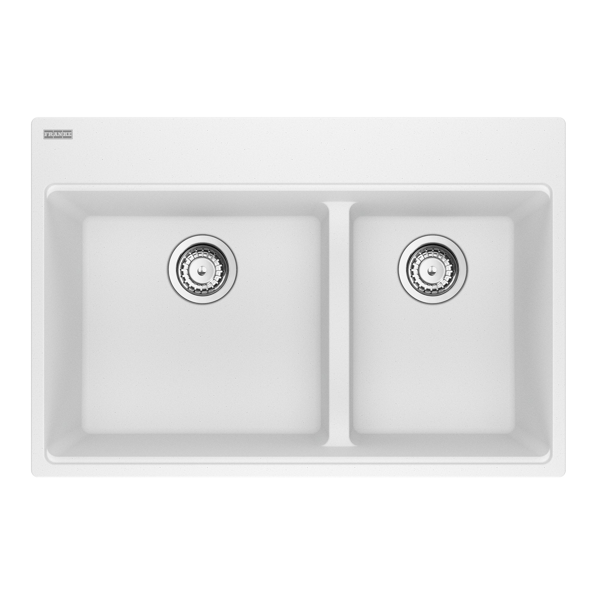 Franke Maris Topmount 33 pouces x 22 pouces Granite Double Bowl Kitchen Sink in Stone Grey