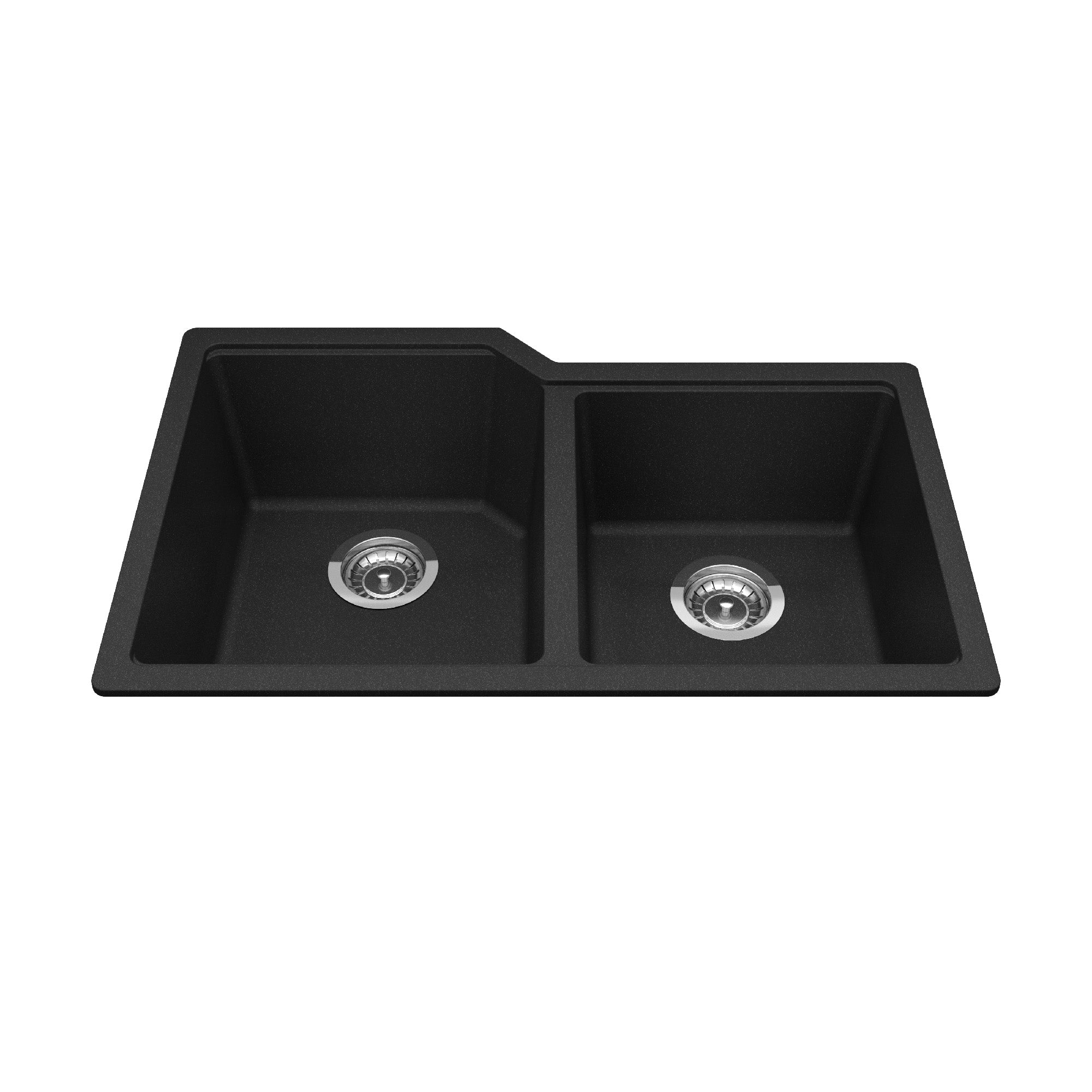Granite Series 30.69 in LR x 19.69 in FB Undermount Double Bowl Granite Kitchen Sink in Onyx