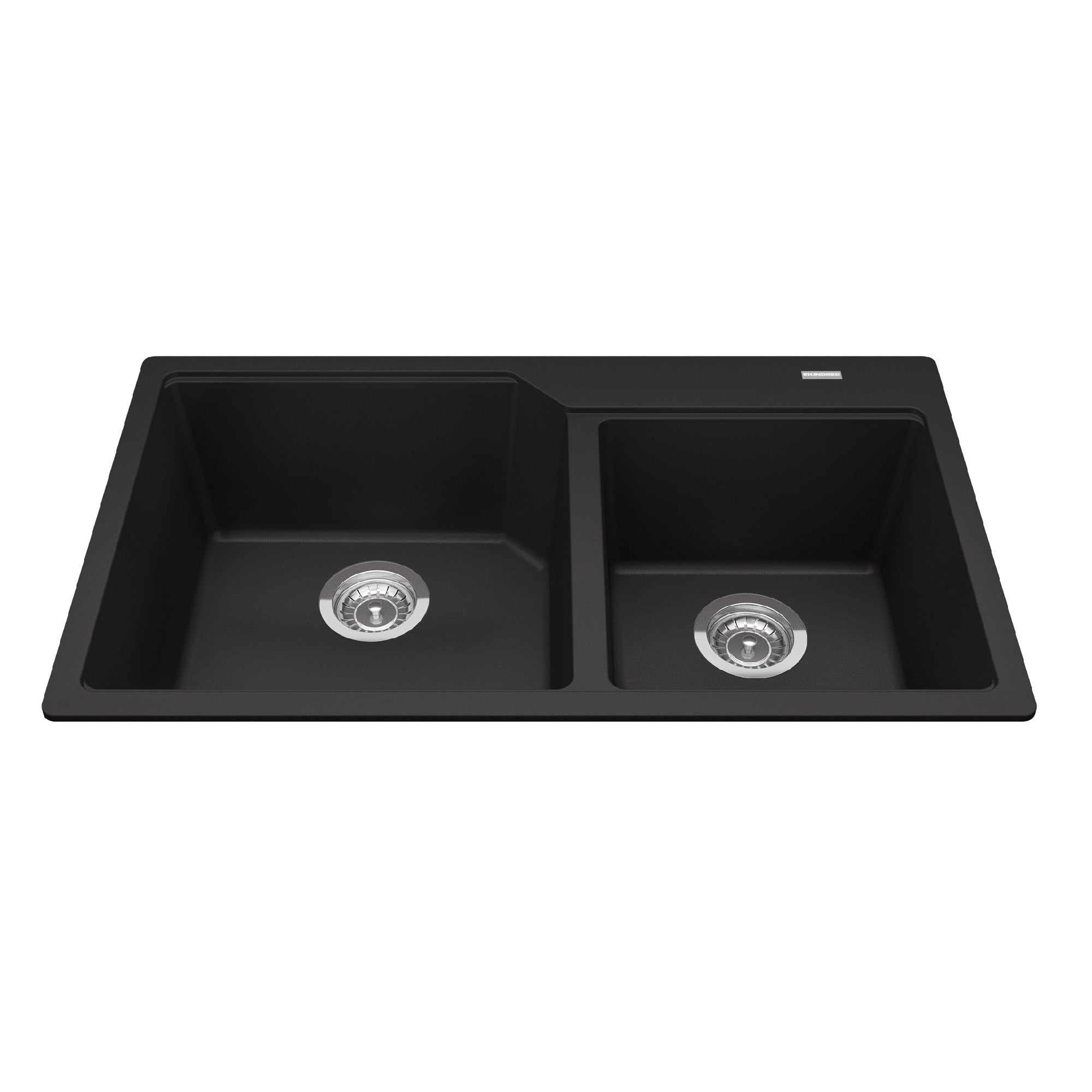 Granite Series 33.88-inch LR x 19.69-inch FB Drop In Double Bowl Granite Kitchen Sink in Matte Black