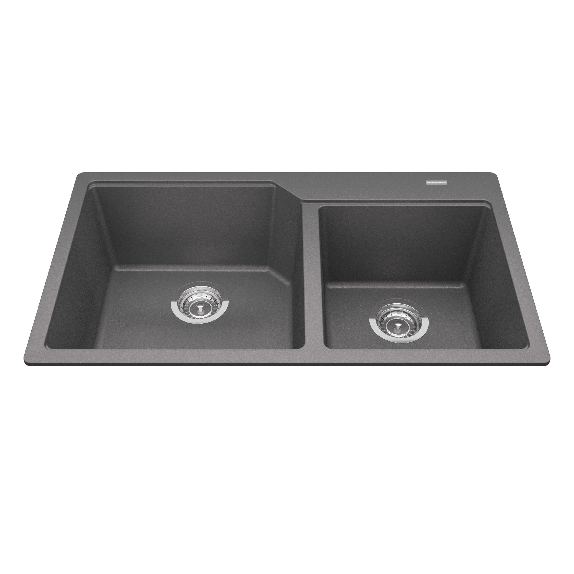 Granite Series 33.88-inch LR x 19.69-inch FB Drop In Double Bowl Granite Kitchen Sink in Stone Gray