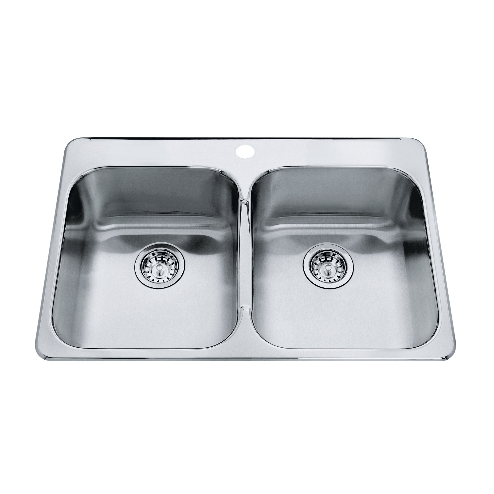 Steel Queen 31.25-inch LR x 20.5-inch FB Drop In Double Bowl 1-Hole Stainless Steel