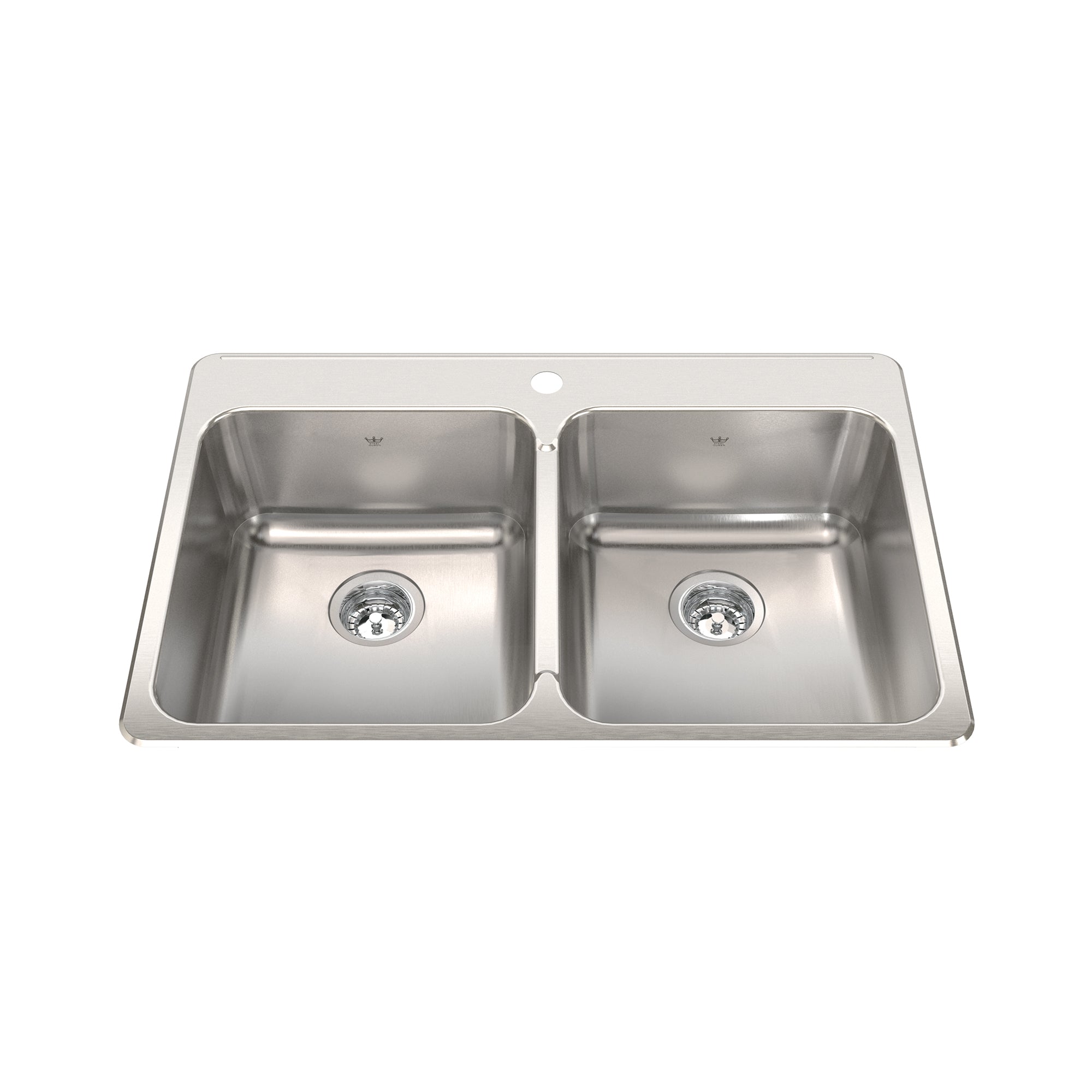 Steel Queen 33.38 inch LR x 22 inch FB Drop in Double Bowl 1 Hole Stainless Steel Kitchen Sink
