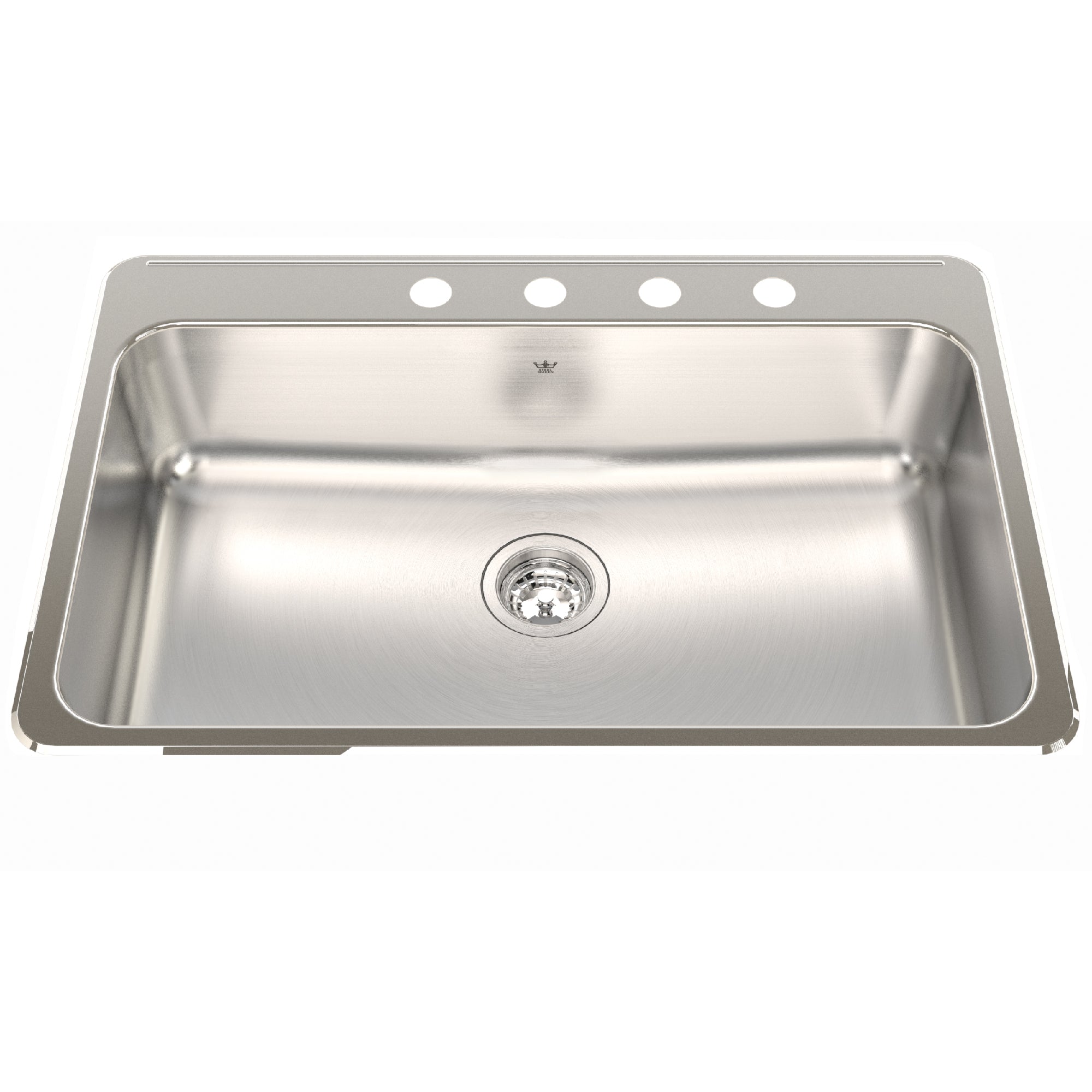Steel Queen 31.25 inch LR x 20.5 inch FB Drop in Single Bowl 4 Hole Stainless Steel