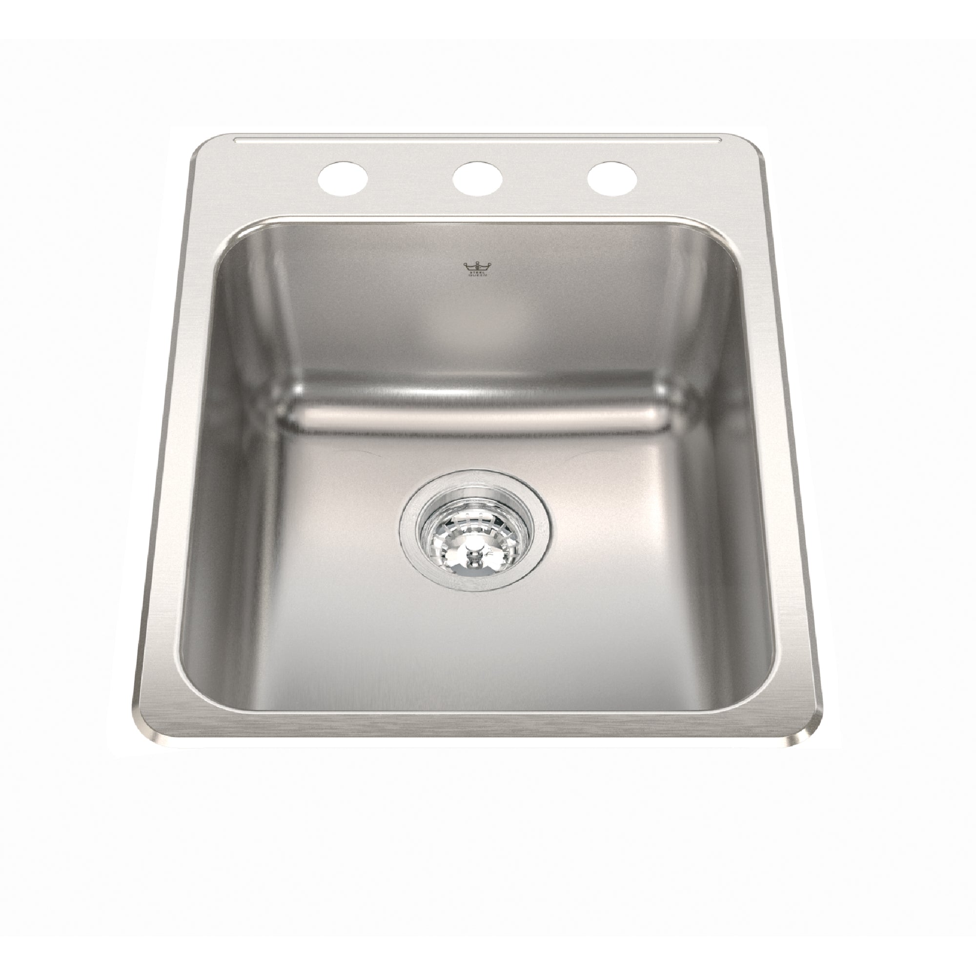 Steel Queen 17,25 pouces LR x 22 pouces FB DRUNE DANS LE BOLLE SEUX ÉVOIRE DE CUISINE en acier inoxydable 1-trous