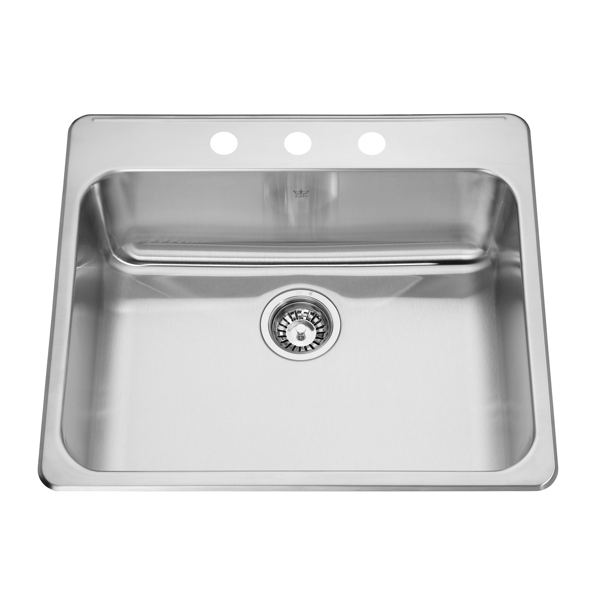 Steel Queen 25.25-inch LR x 22-inch FB Drop In Single Bowl 4-Hole Stainless Steel Kitchen Sink