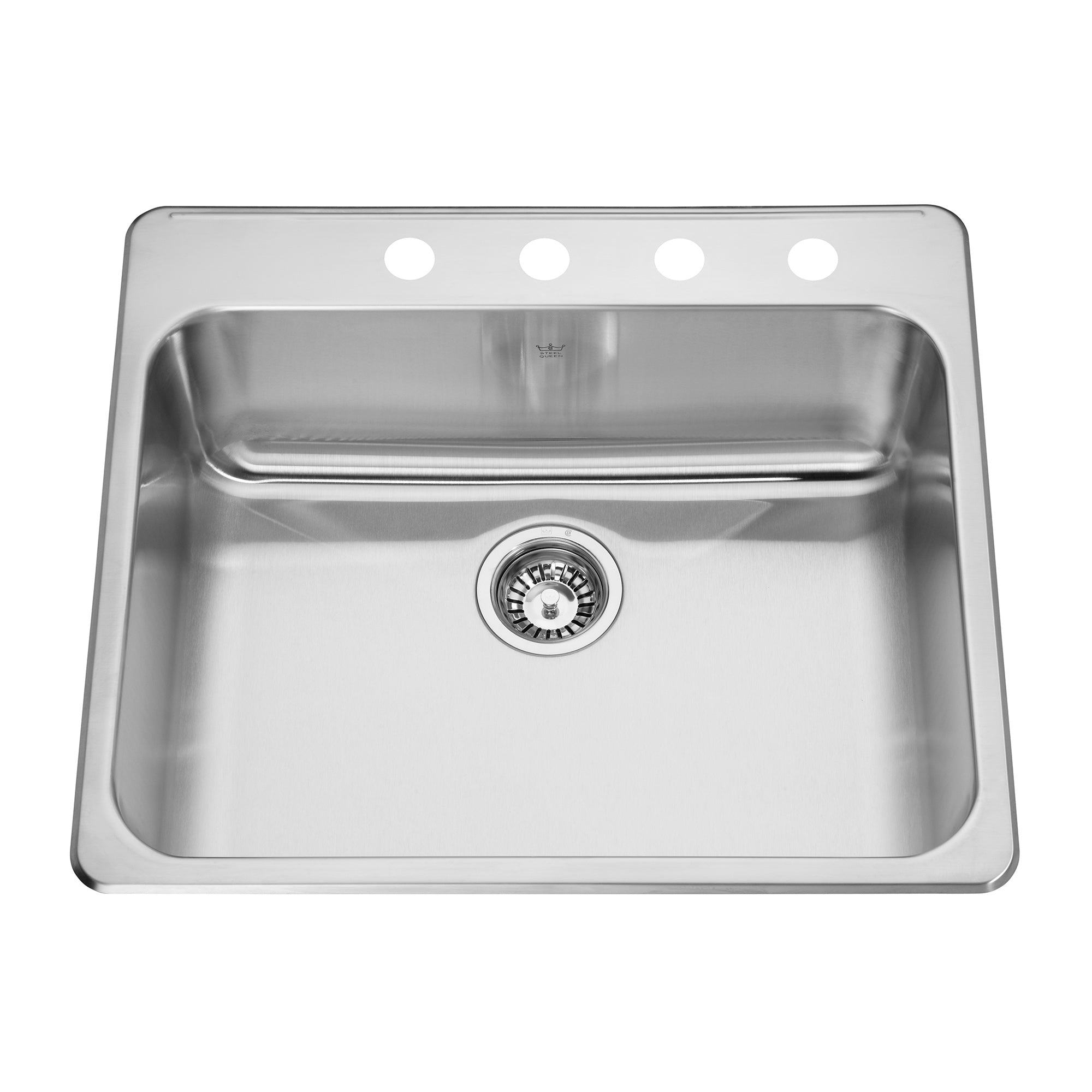 Steel Queen 25.25-inch LR x 22-inch FB Drop In Single Bowl 4-Hole Stainless Steel Kitchen Sink