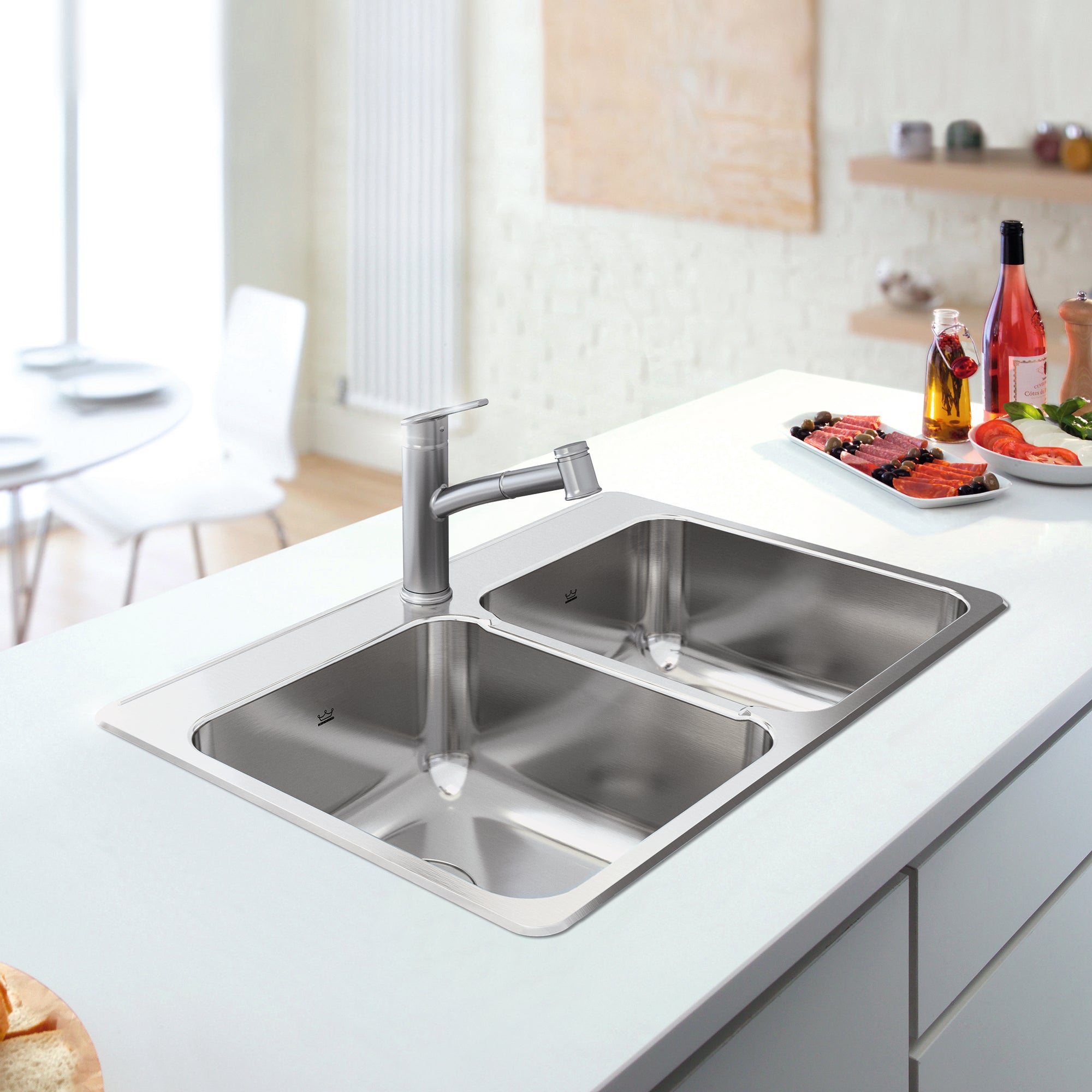 Évier en inox 2 cuvettes Kindred