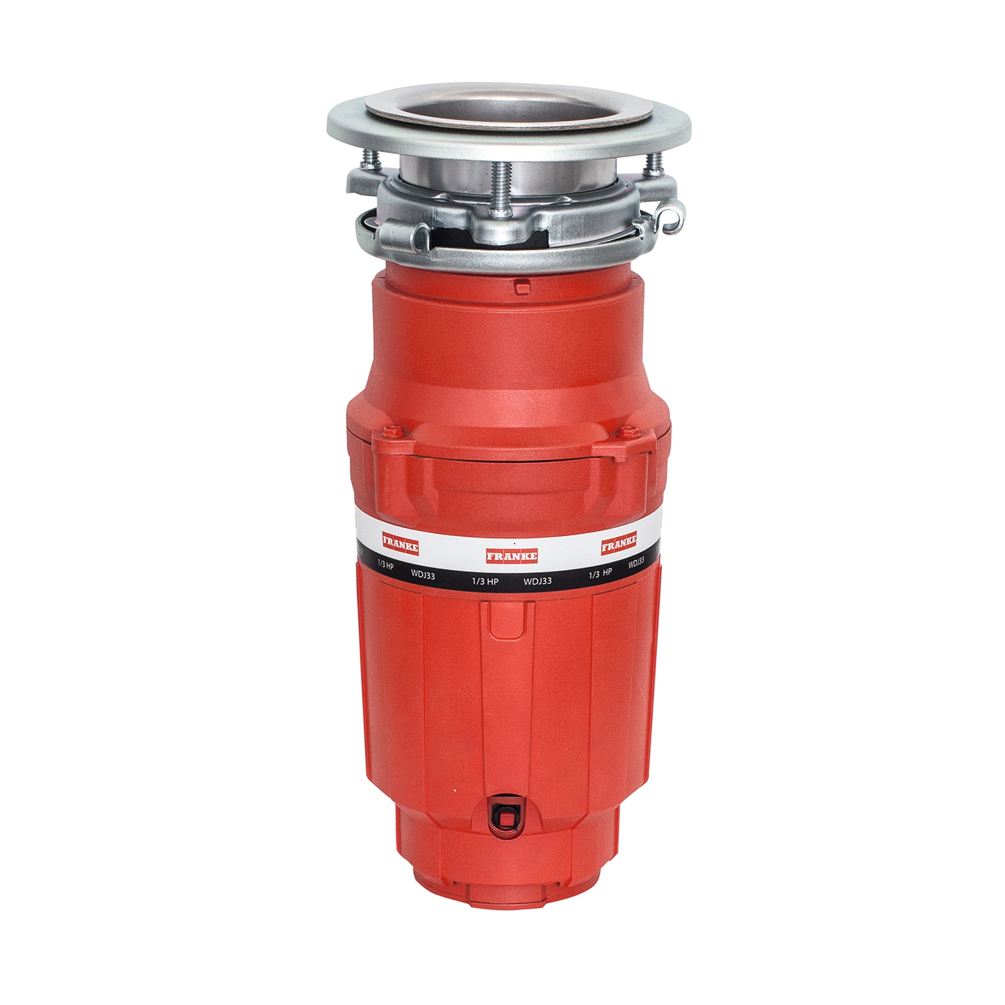 Franke 1/3 Power Compact Disposer Continuous Power Torque Master 2400 rpm Jam Resistant DC Motor in Red/Chrome, WDJ33
