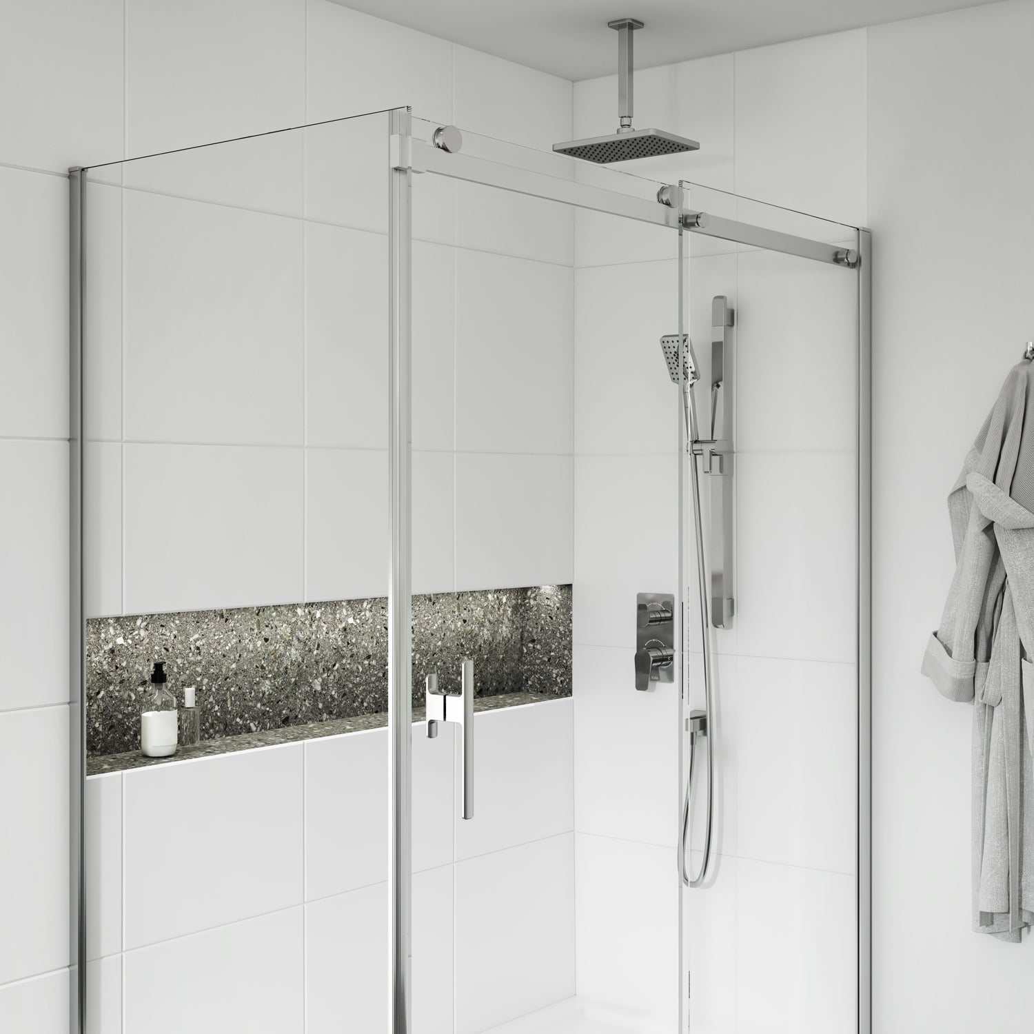 MOROKA™                        TD2 : Système de Douche T/P AQUATONIK™ et Sélecteur avec Bras Mural Chrome