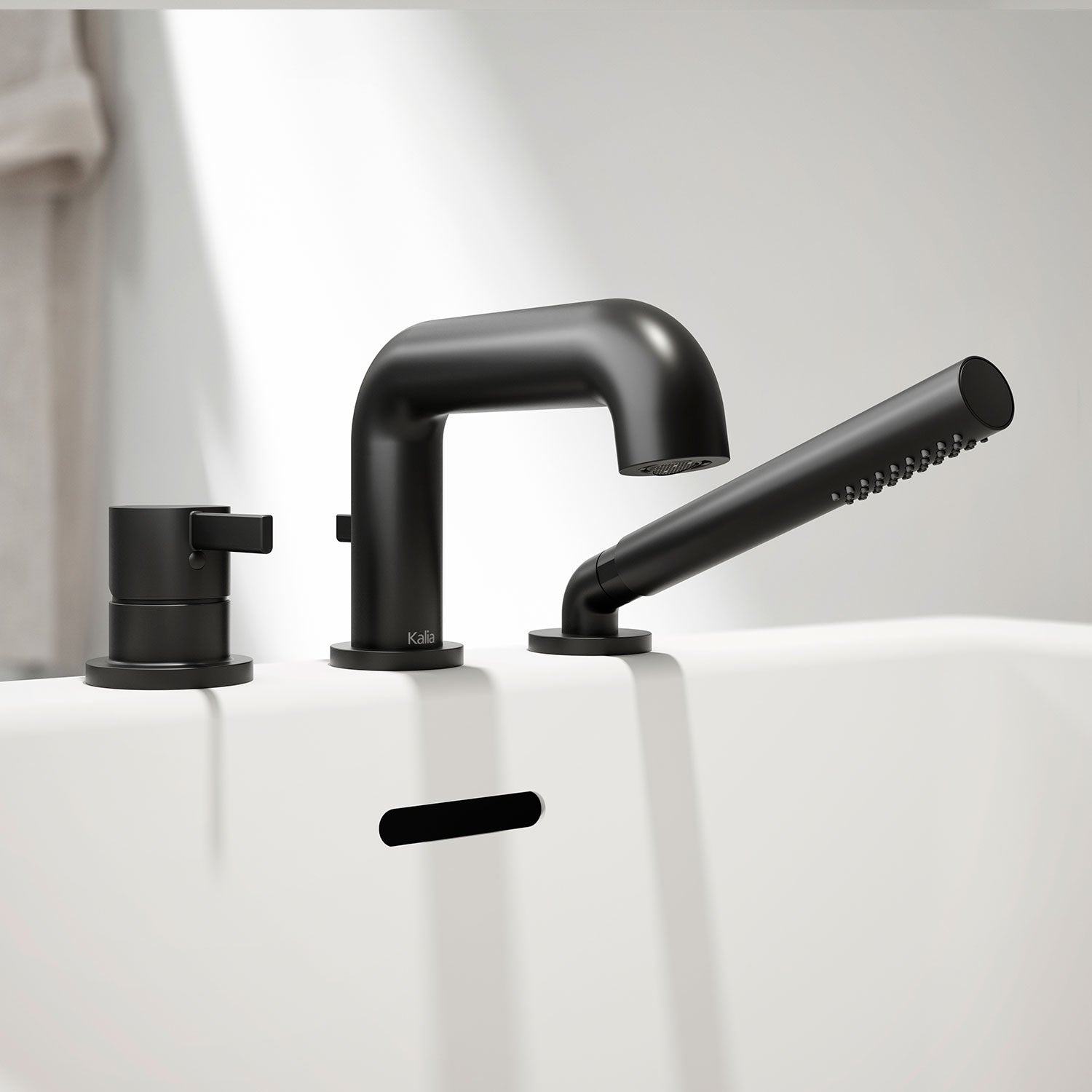 BASICO™                        Robinet pour Baignoire 3 Morceaux avec Douchette - Cartouche Incluse sans Brut - Noir Mat