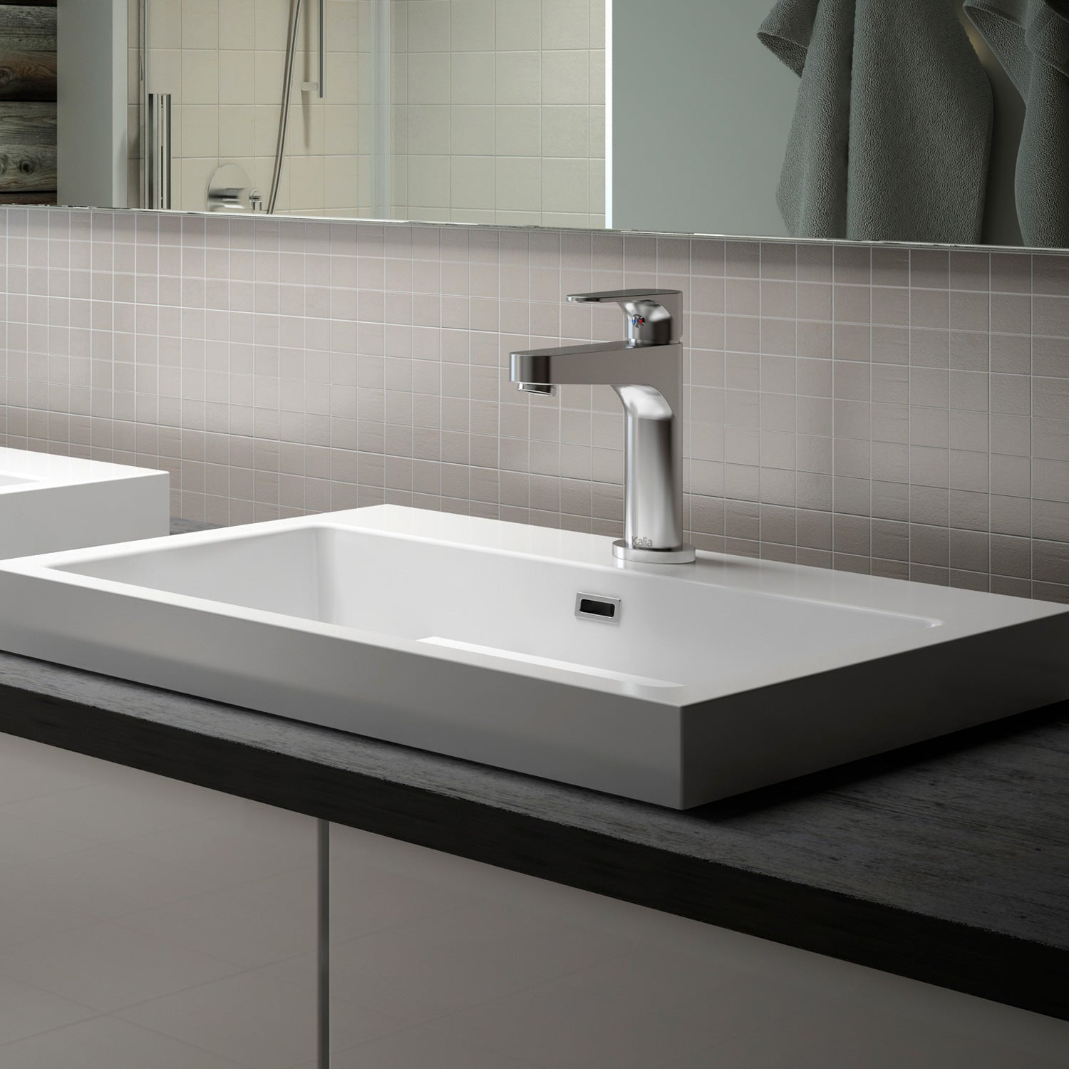 KONTOUR™                         Robinet Monotrou de Lavabo avec Drain à Pression et Trop-Plein Chrome